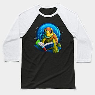 Sea Turtle Reads Book Baseball T-Shirt